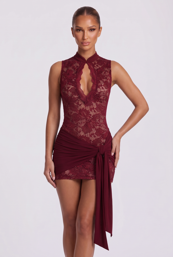 Salome Mini Dress - Burgundy