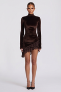 Velia Mini Dress - Chocolate Brown