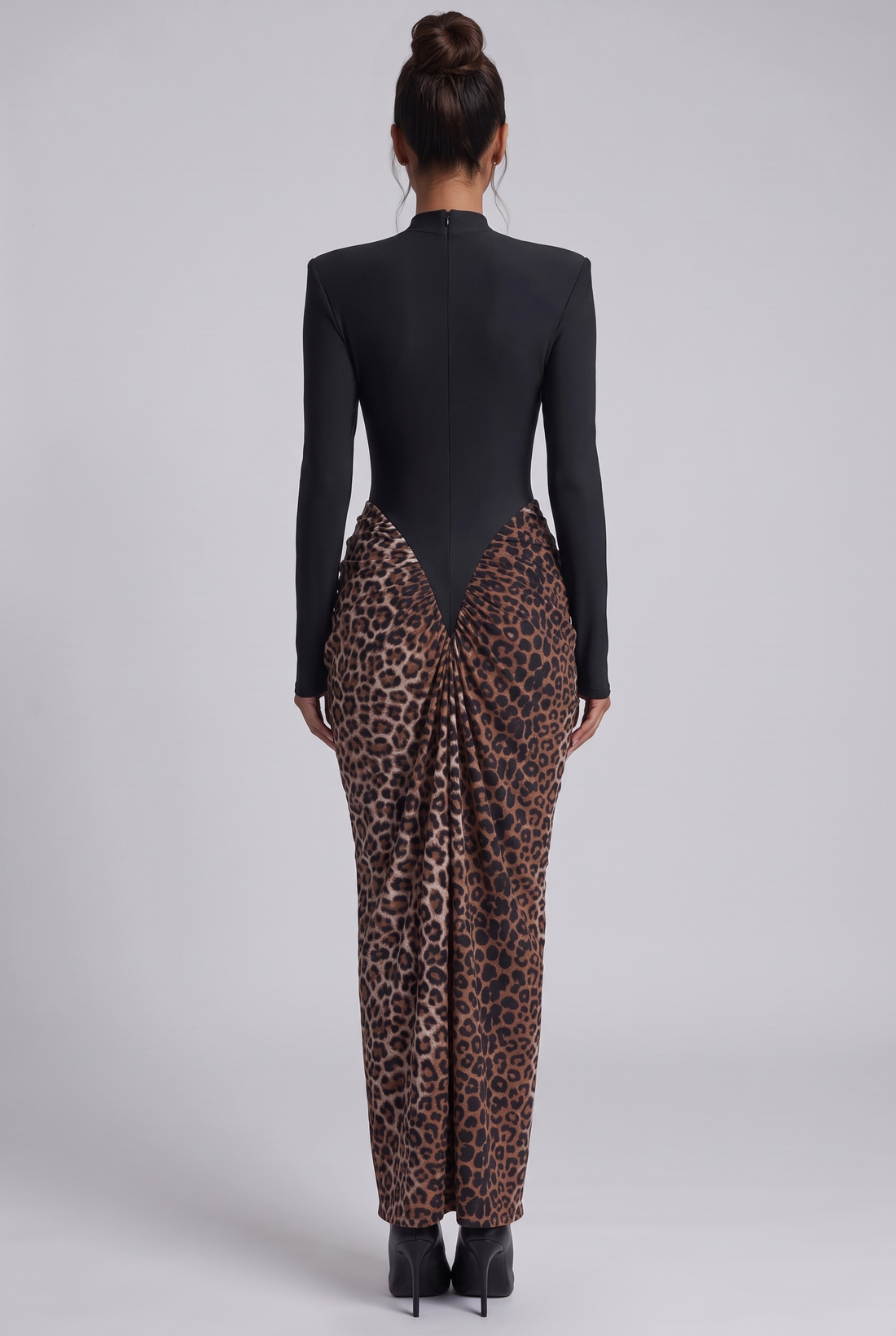 Cleo Maxi Dress - Black & Leopard