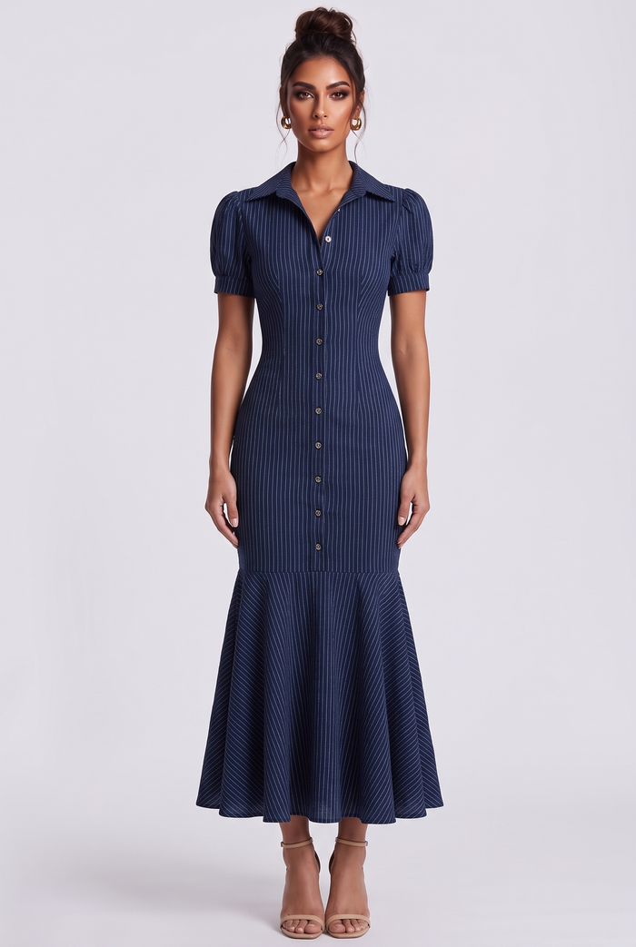 Delphine Midi Dress - Navy
