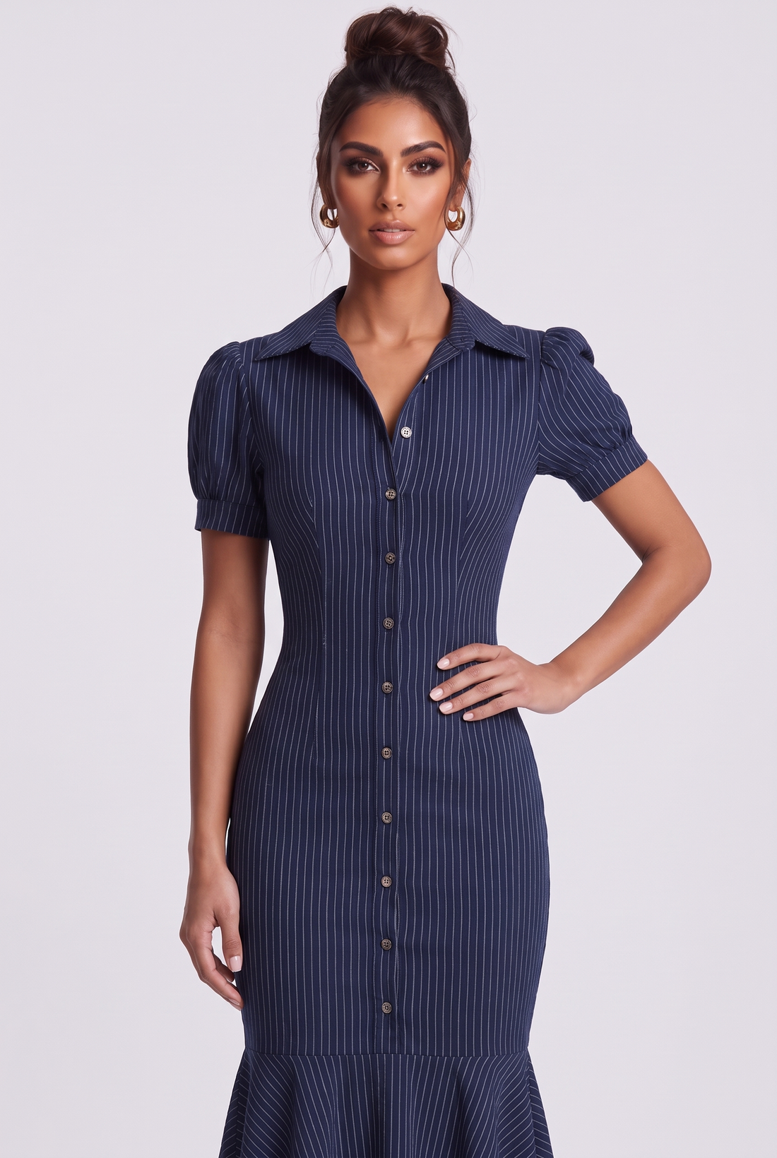 Delphine Midi Dress - Navy