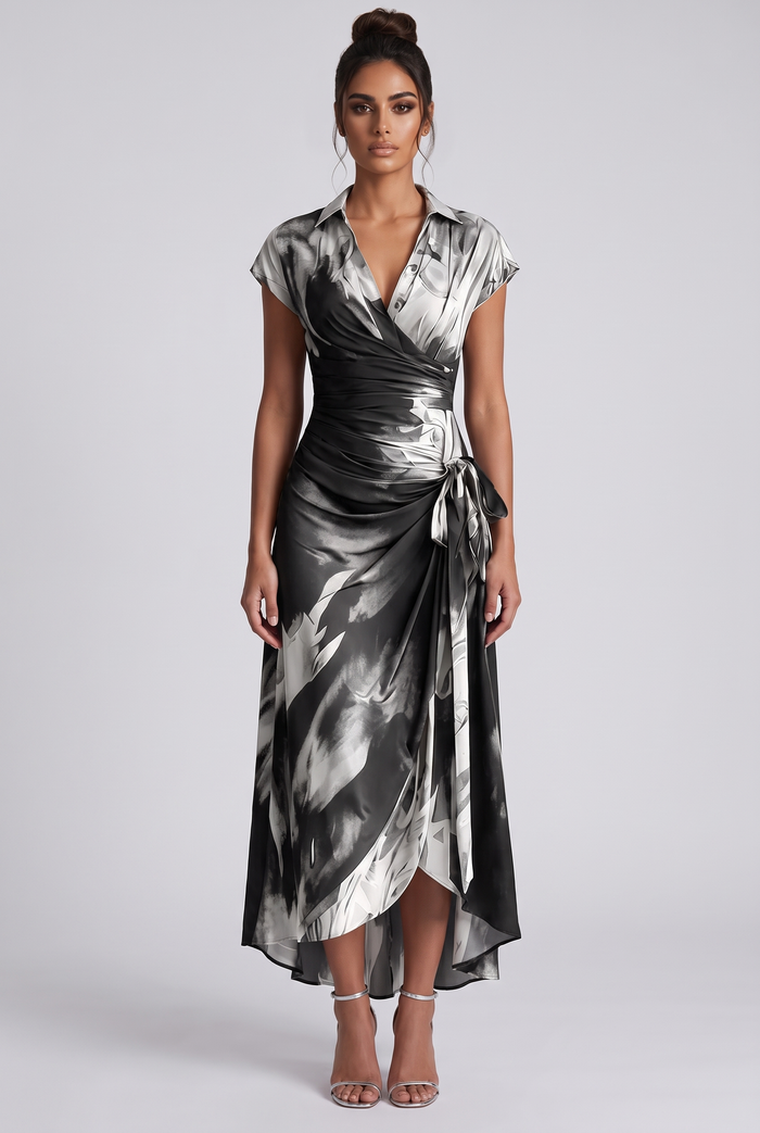 Isaure Midi Dress - Black White