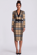 Jade Midi Dress - Camel Check