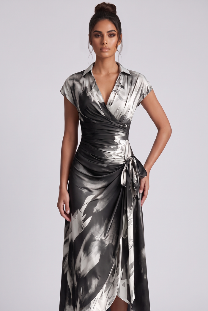 Isaure Midi Dress - Black White