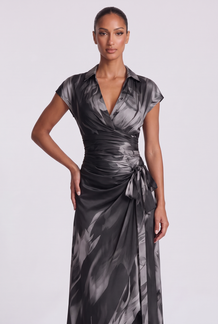 Isaure Midi Dress - Black Grey