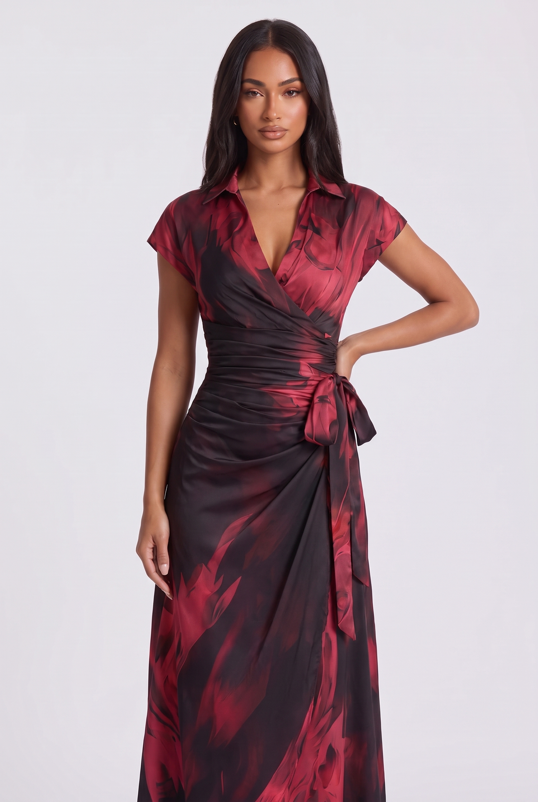 Isaure Midi Dress - Black Red