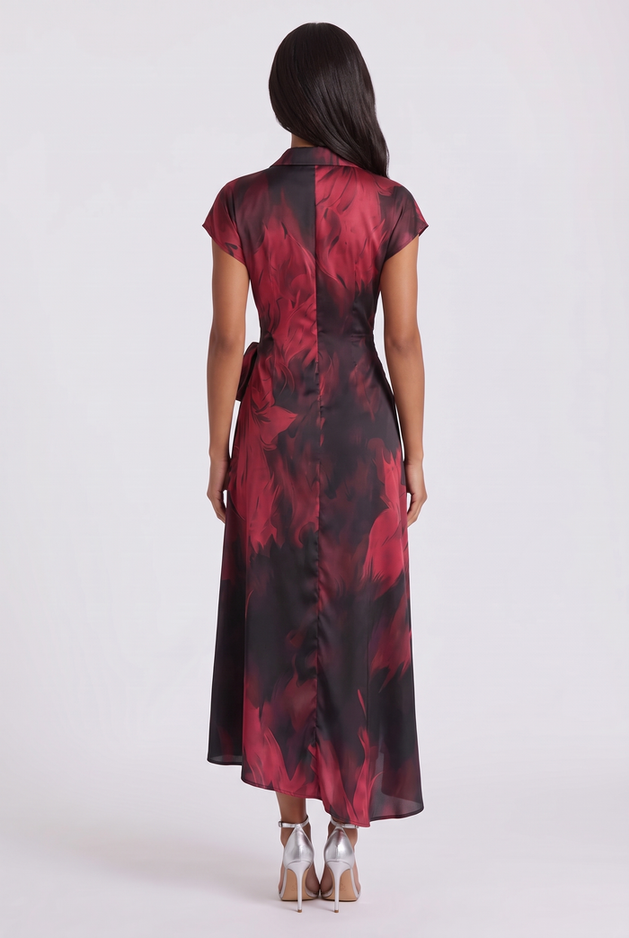 Isaure Midi Dress - Black Red