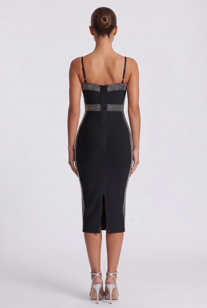 Lestie Midi Dress - Black Silver