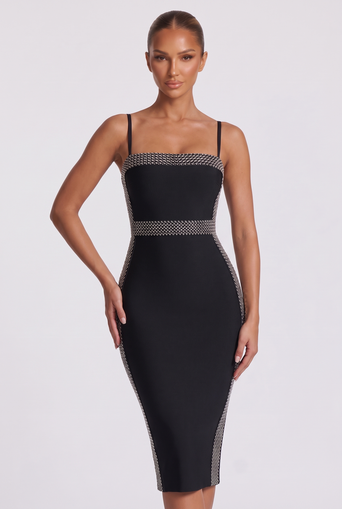 Lestie Midi Dress - Black Silver