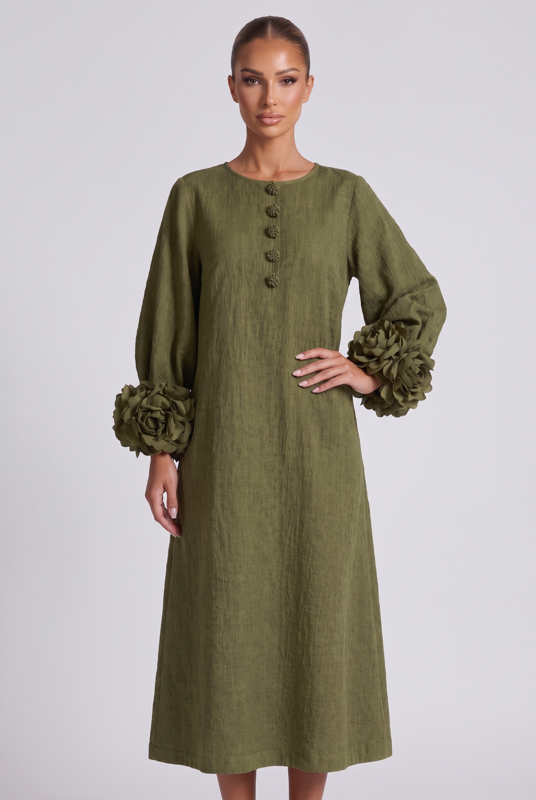Roseline Midi Dress - Olive