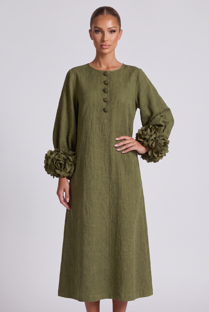 Roseline Midi Dress - Olive