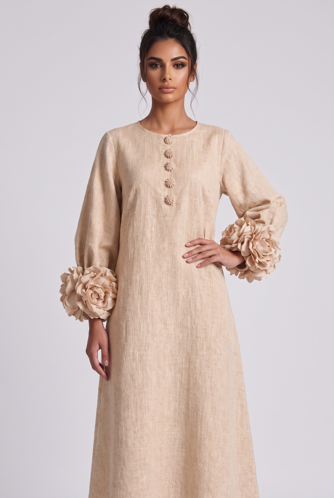 Roseline Midi Dress - Beige