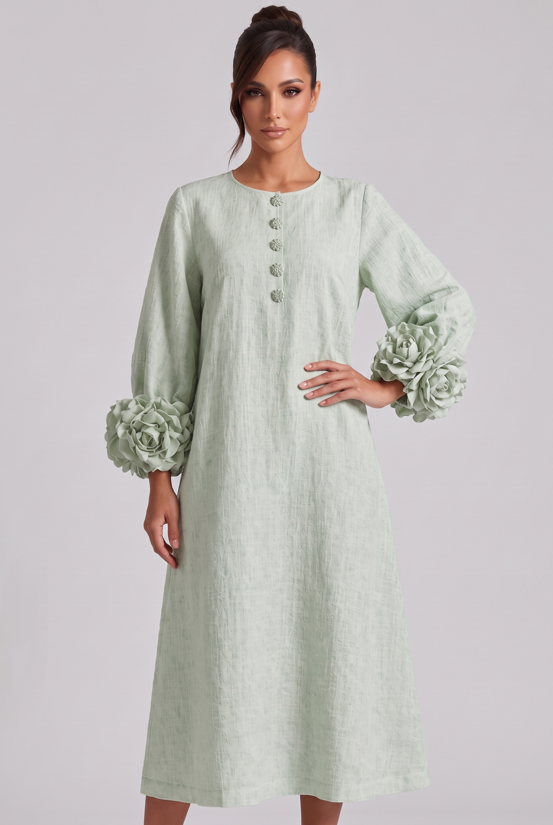Roseline Midi Dress - Sage