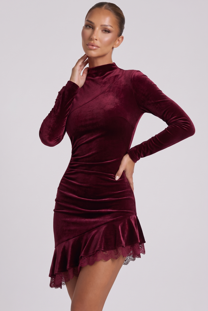 Velia Mini Dress - Burgundy