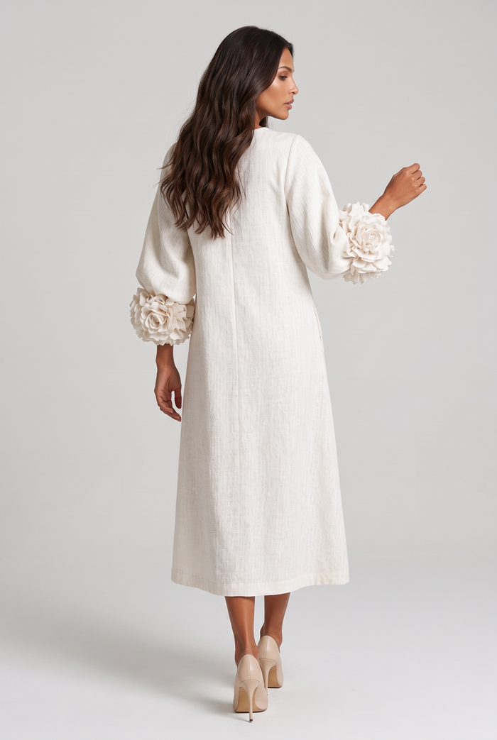 Roseline Midi Dress - White