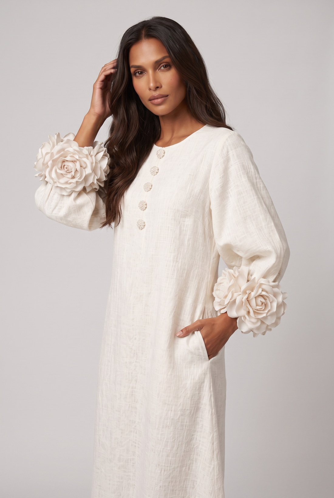 Roseline Midi Dress - White
