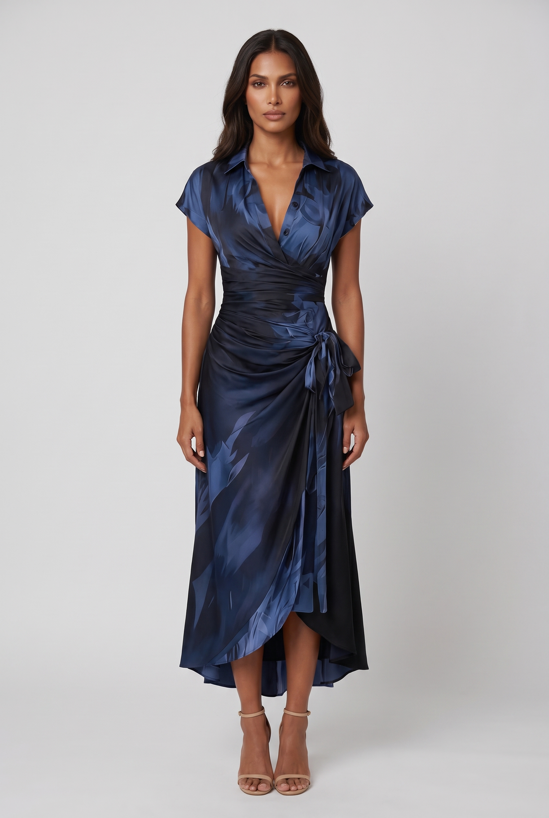 Isaure Midi Dress - Black Blue