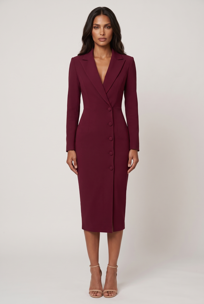 Blair Midi Dress - Burgundy