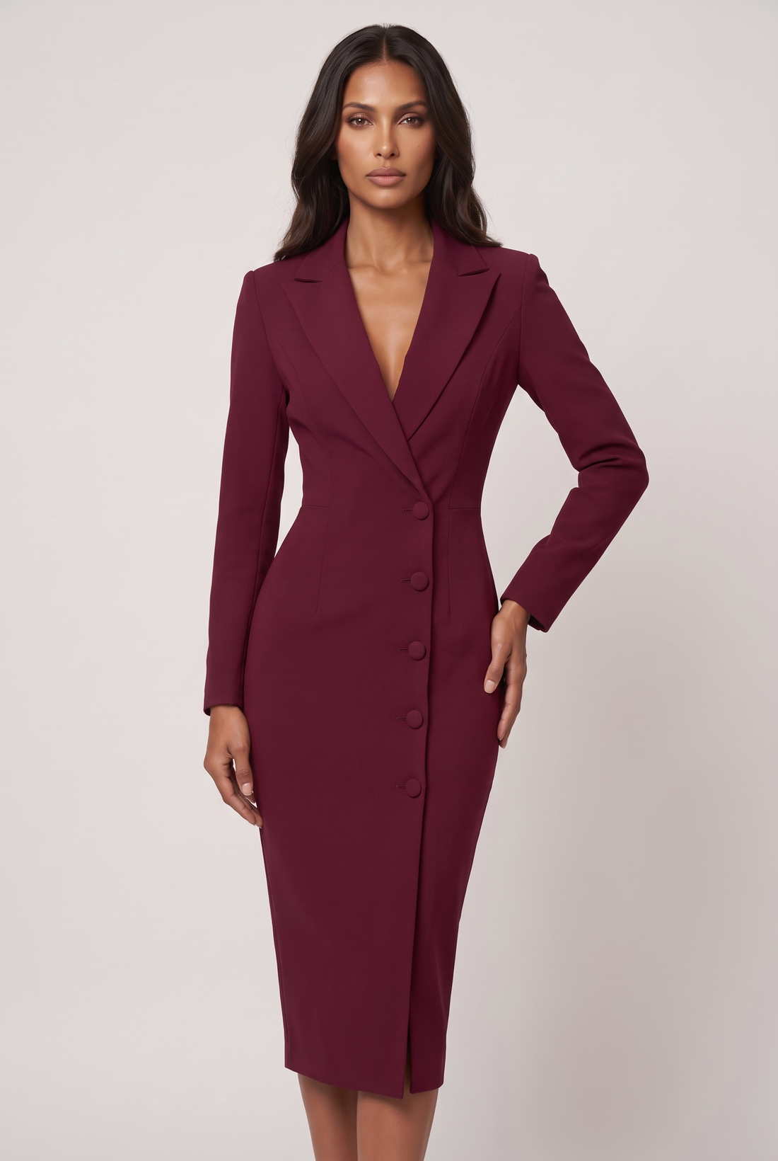 Blair Midi Dress - Burgundy