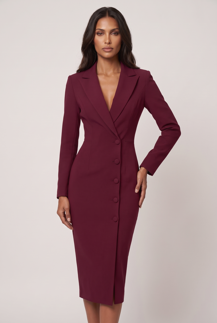 Blair Midi Dress - Burgundy
