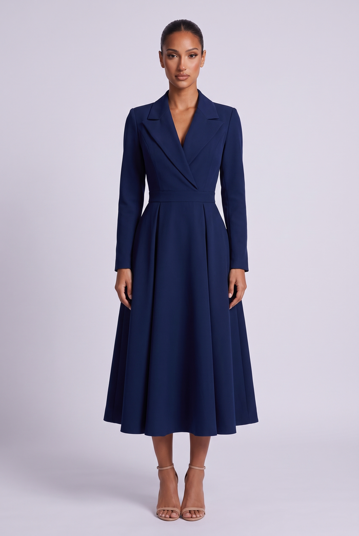 Constance Midi Dress - Navy