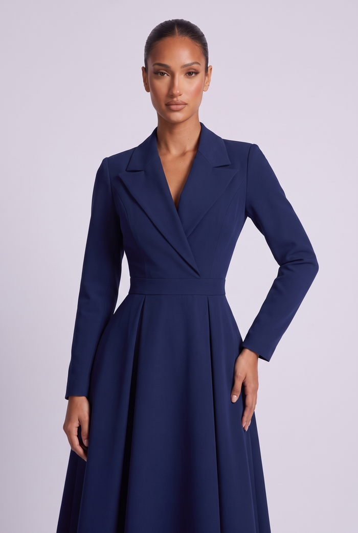 Constance Midi Dress - Navy