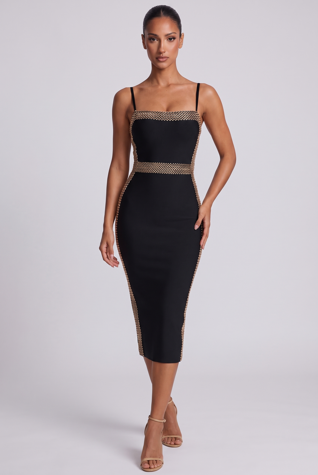 Lestie Midi Dress - Black Gold