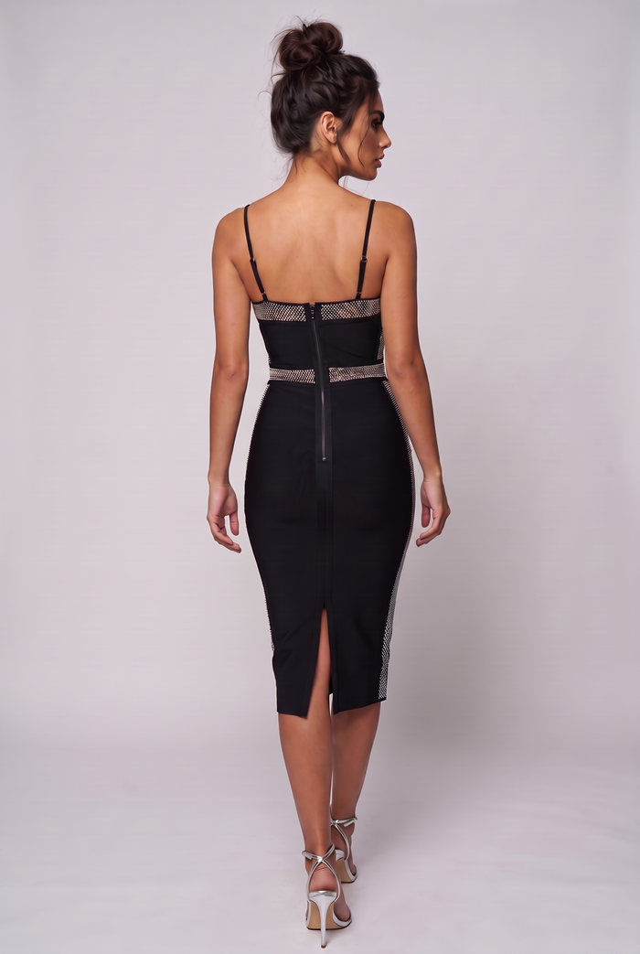Lestie Midi Dress - Black Silver
