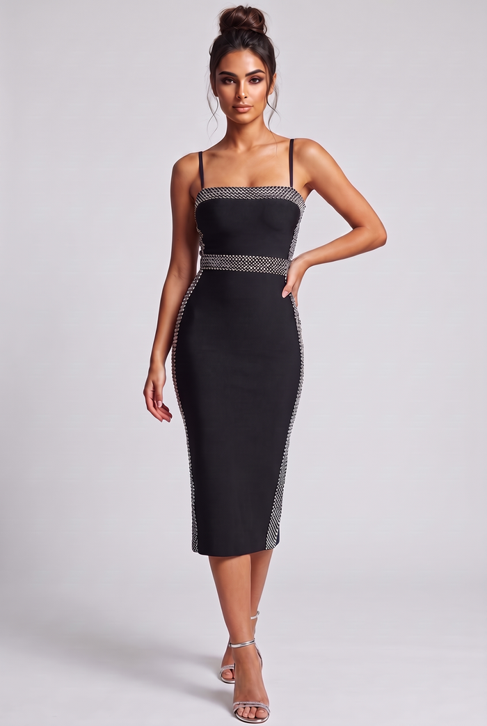 Lestie Midi Dress - Black Silver