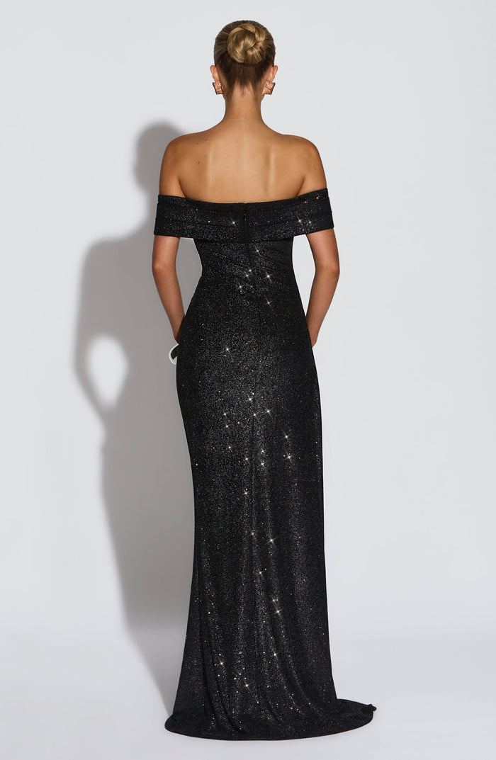 Robe Longue Joyce - Noir Pailleté