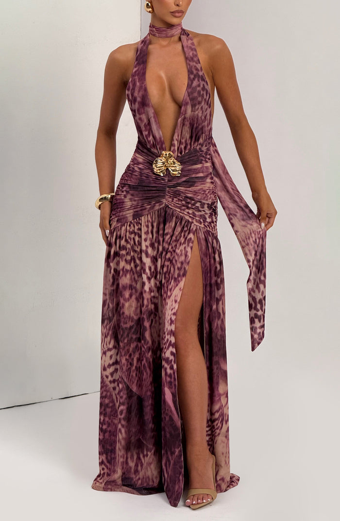 Melania Maxi Dress - Orchid Print