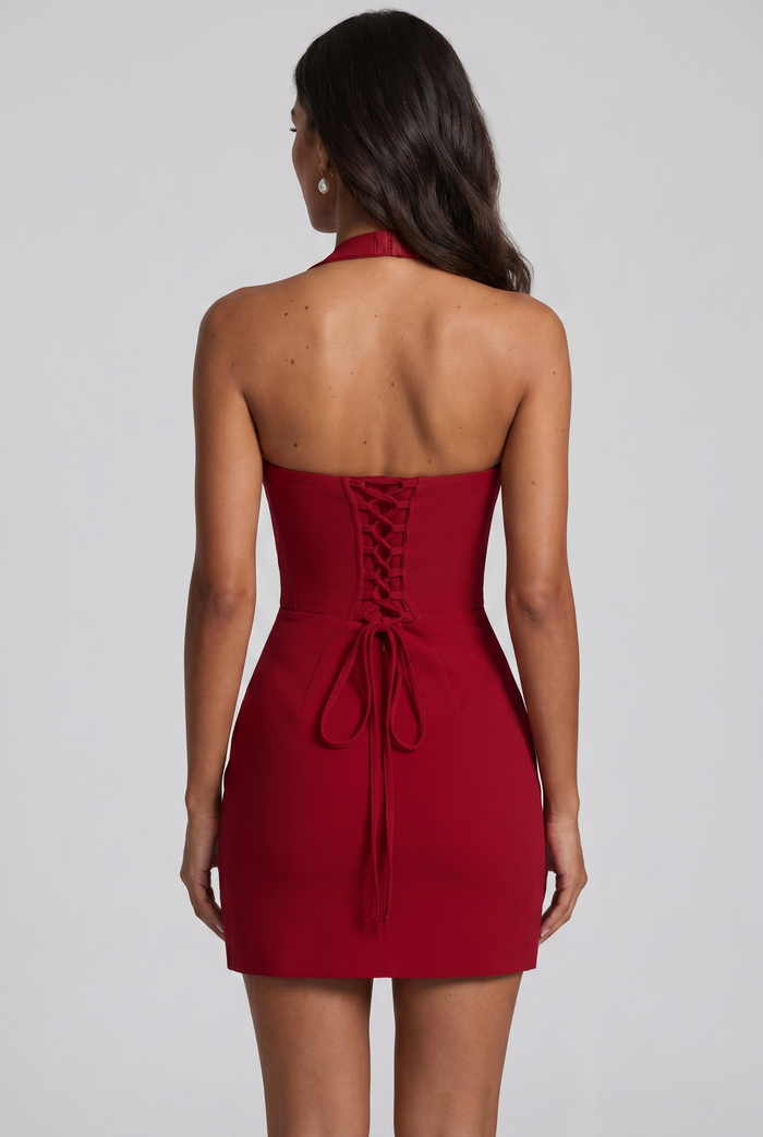 Robe Courte Tamsin - Rouge Profond