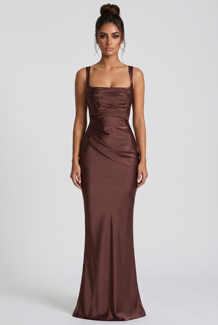 Robe Longue Calanthe - Prune Marron
