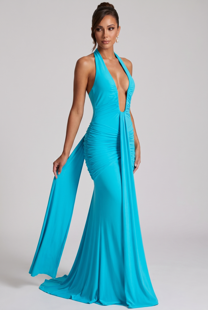 Robe Longue Rosetta - Aqua