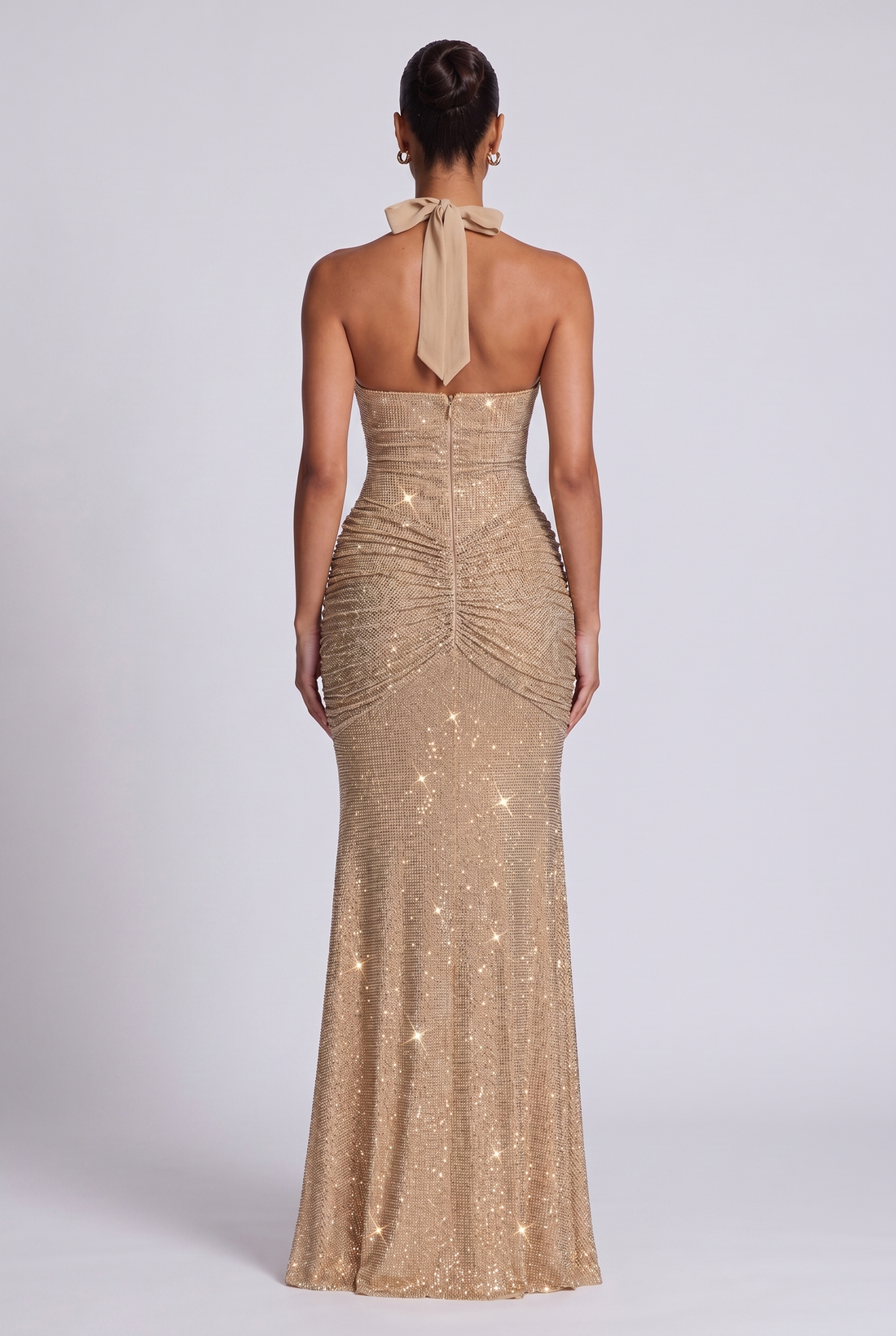 Robe Longue Rosetta - Or Pailleté