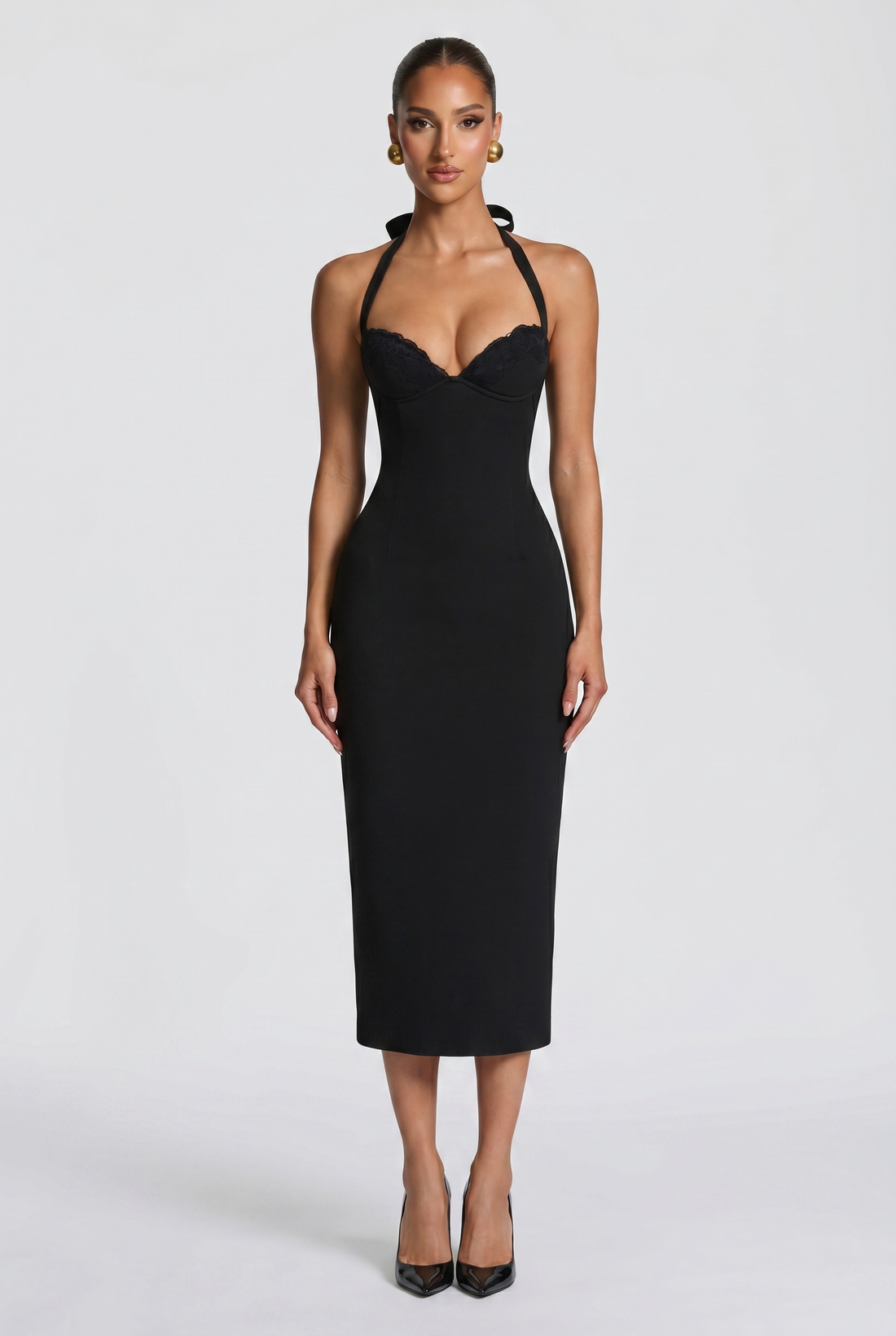 Robe Mi-Longue Cassia - Noir