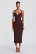 Robe Mi-Longue Cassia - Prune Marron