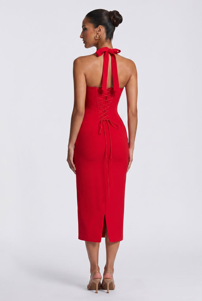 Robe Mi-Longue Cassia - Rouge