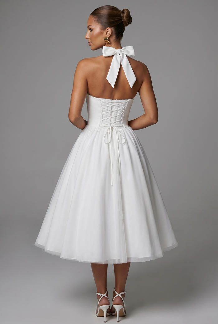 Robe Mi-Longue Cressida - Ivoire