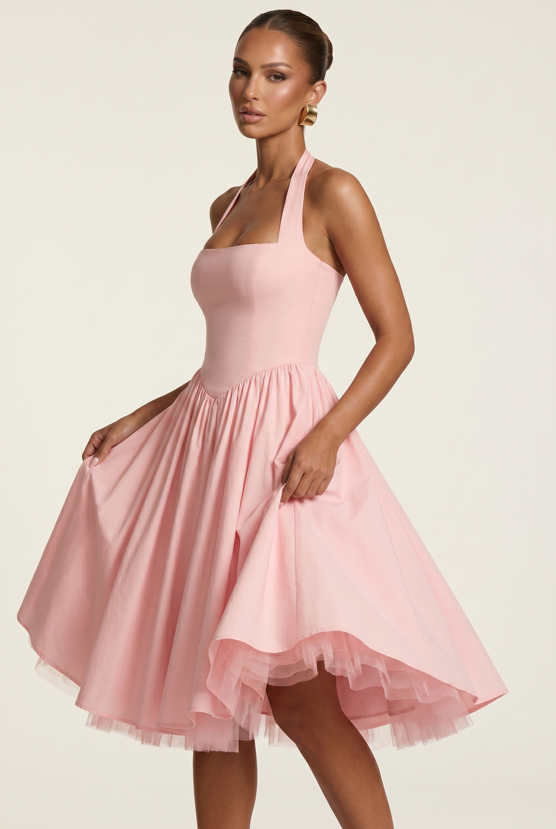 Robe Mi-Longue Cressida - Rose Poudré