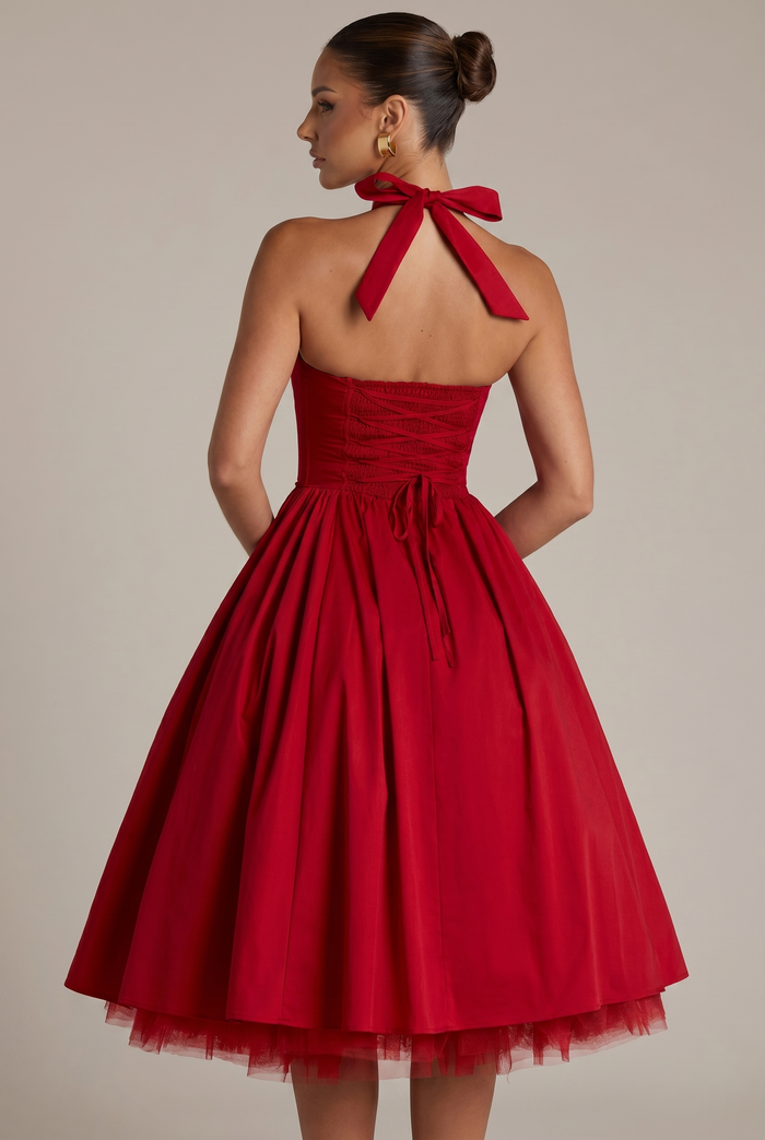 Robe Mi-Longue Cressida - Rouge
