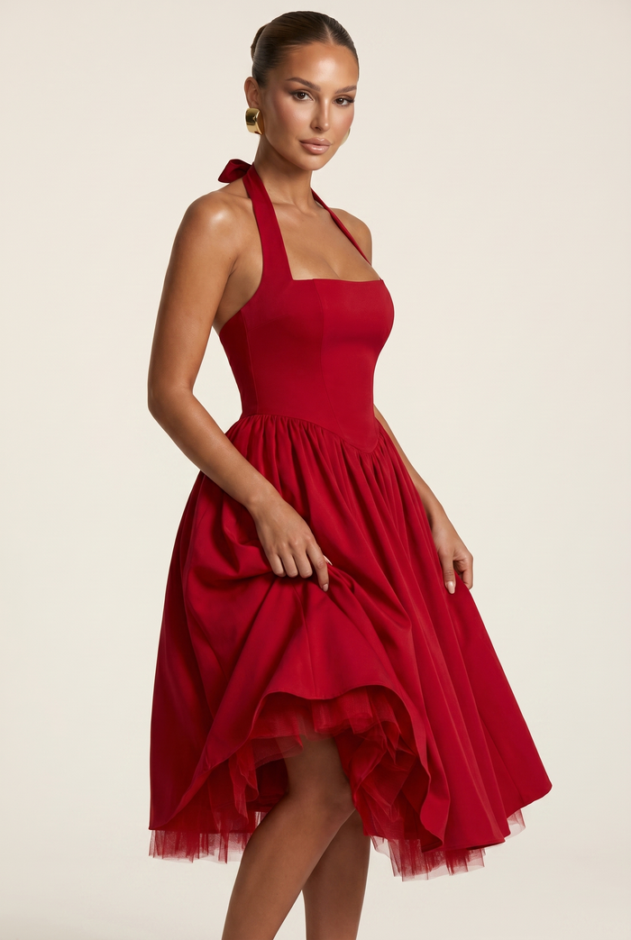 Robe Mi-Longue Cressida - Rouge