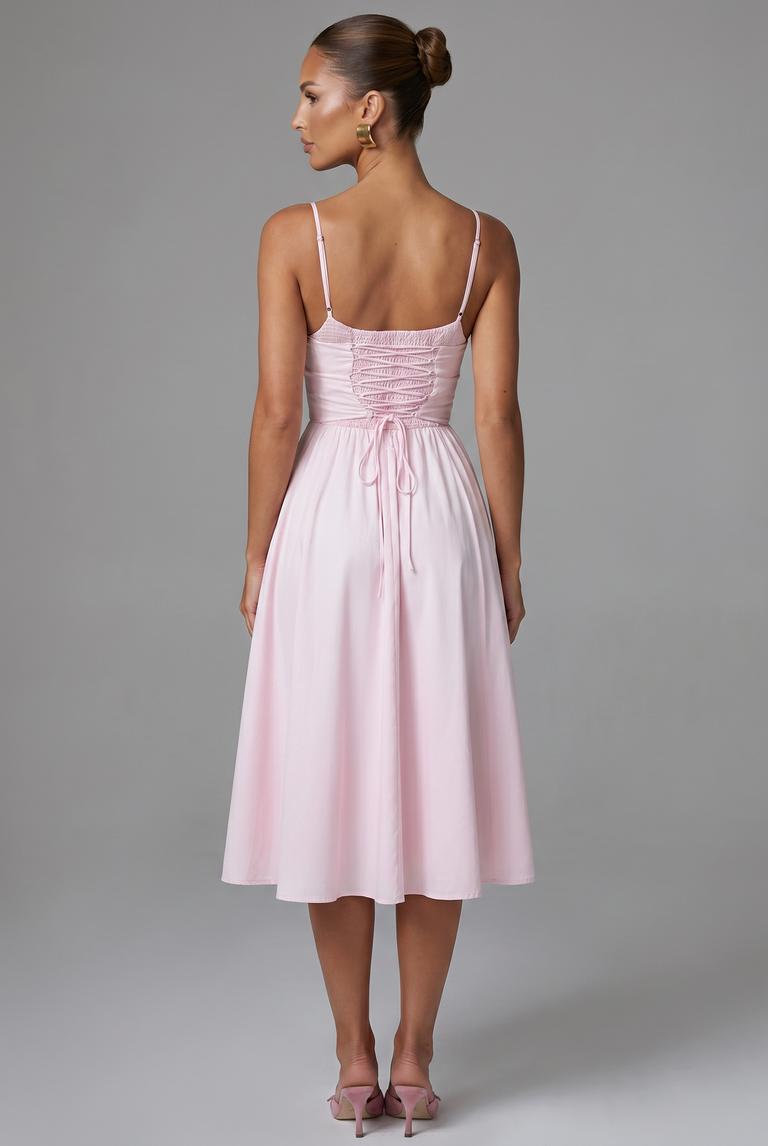 Robe Mi-Longue Mariella - Rose Poudré