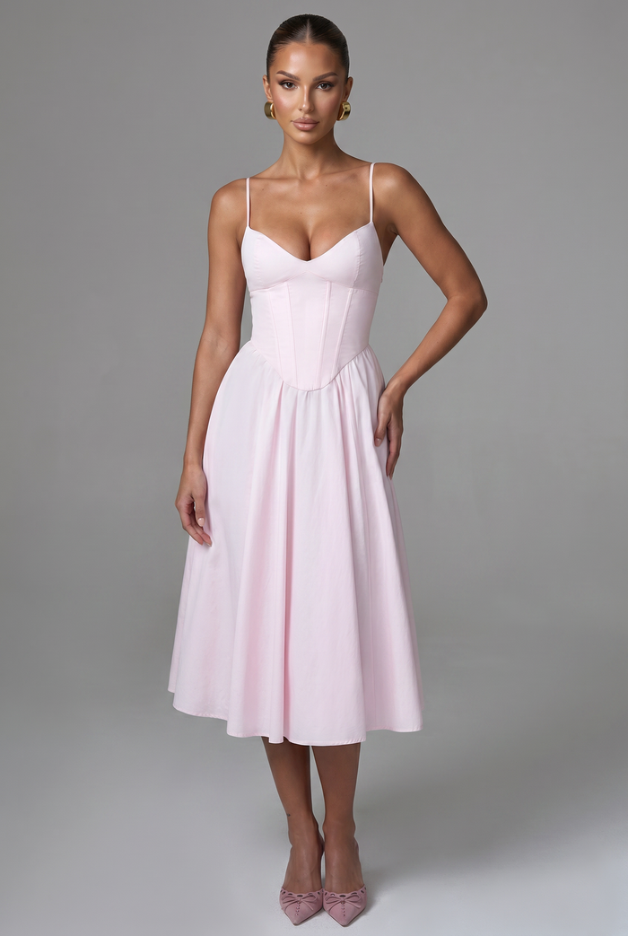 Robe Mi-Longue Mariella - Rose Poudré
