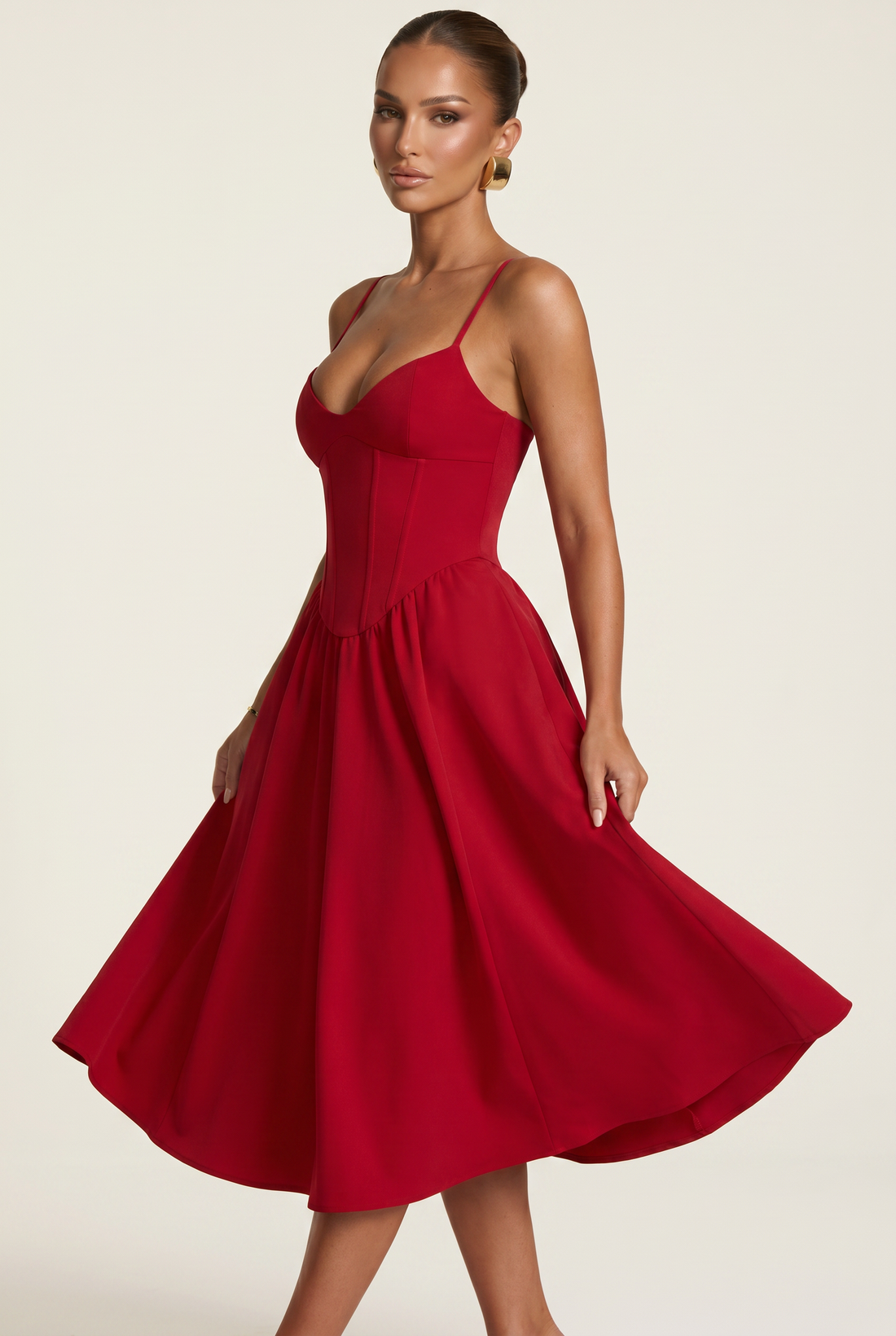 Robe Mi-Longue Mariella - Rouge