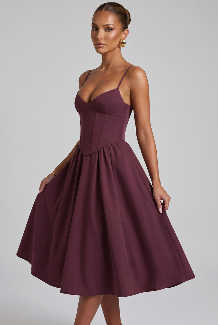 Robe Mi-Longue Mariella - Rouge Cerise