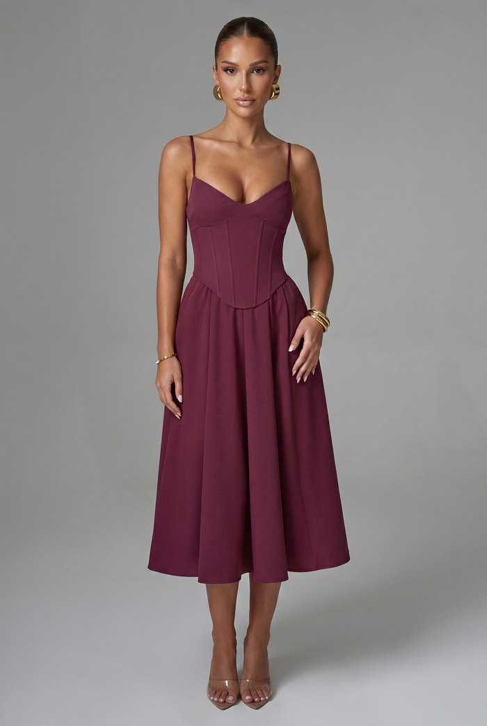 Robe Mi-Longue Mariella - Rouge Cerise