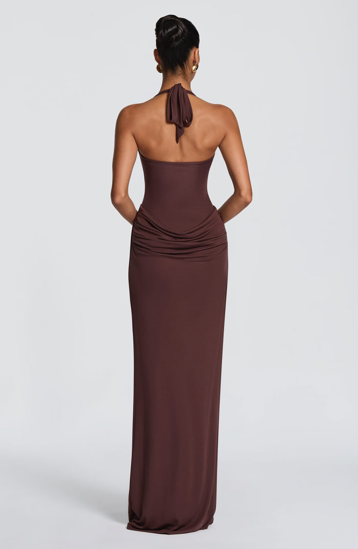 Robe Longue Sharona - Prune Marron