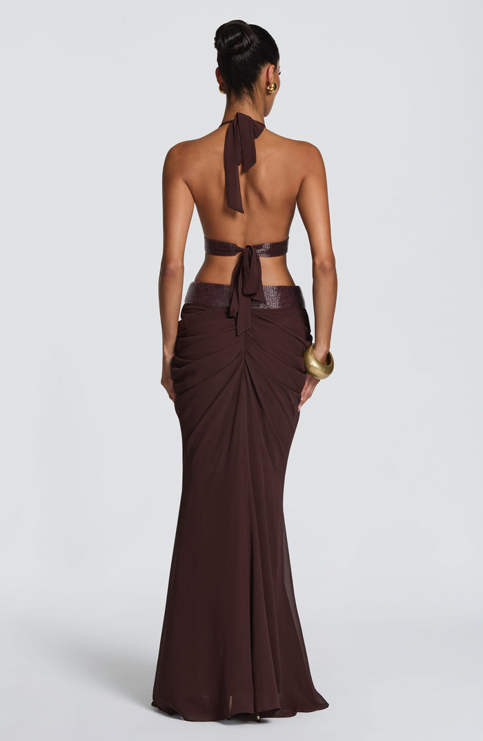 Robe Longue Sophie - Prune Marron